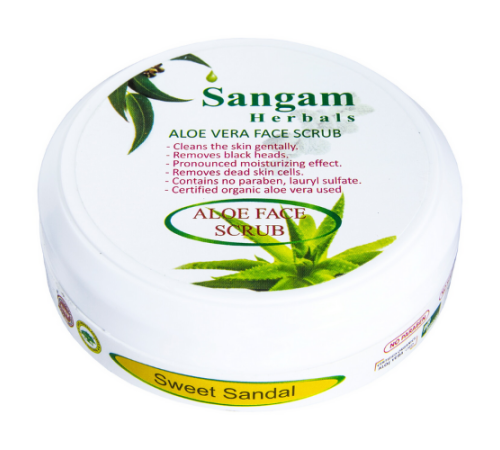 Алоэ Скраб для лица «Сладкий Сандал» Сангам Хербалс (Aloe Vera Face Scrub Sweet Sandal Sangam Herbals), 100 г.