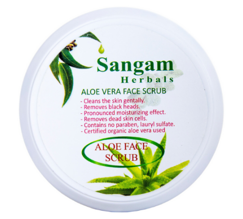Алоэ Скраб для лица «Сладкий Сандал» Сангам Хербалс (Aloe Vera Face Scrub Sweet Sandal Sangam Herbals), 100 г.