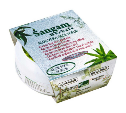 Алоэ Скраб для лица «Сладкий Сандал» Сангам Хербалс (Aloe Vera Face Scrub Sweet Sandal Sangam Herbals), 100 г.