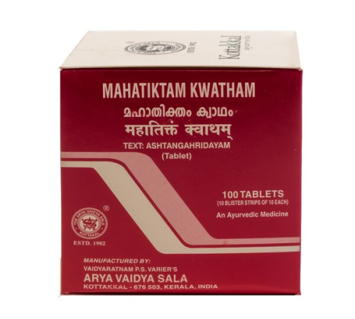 Махатиктам Кватхам Арья Вадья Сала Коттаккал (Mahatiktam Kwatham Arya Vaidya Sala Kottakkal), 100 таб.