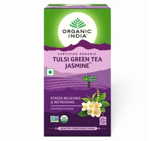 Чай Тулси Зелёный с жасмином Органик Индия (Tulsi green tea jasmine Organic India), 25 пак.