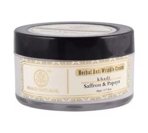 Травяной крем для лица против морщин «Шафран и Папайя» Кхади Натурал (Herbal Anti Wrinkle Cream Saffron & Papaya Khadi Natural), 50 г.