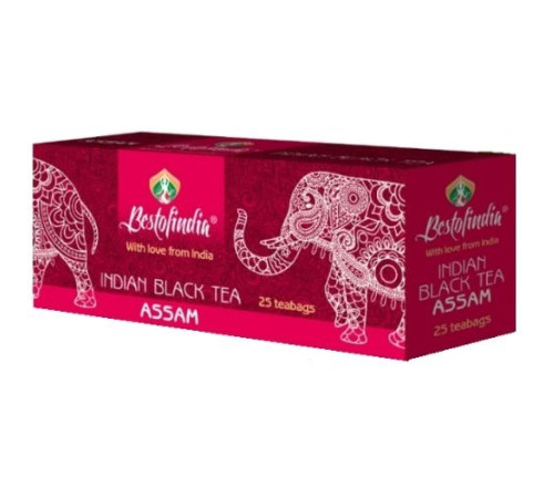 Чай черный индийский пакетированный Ассам Бестофиндия (Assam Indian Black Tea BestofIndia), 25х2 г.