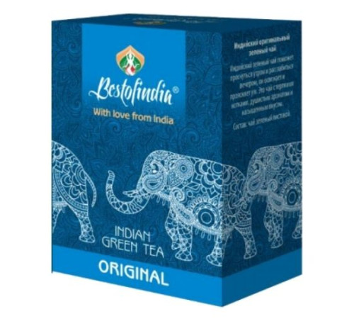 Чай зеленый индийский листовой Оригнальный Бестофиндия (Original Indian Green Tea Bestofindia), 100 г.