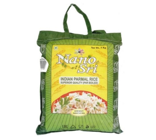 Рис Пармал индийский пропаренный Нано Шри (Indian Parmal Rice Superior Quality (Par boiled) Nano Sri), 5 кг.