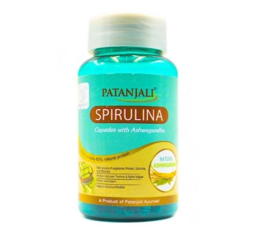 Спирулина с Ашвагандхой Патанджали (Spirulina with Ashwagandha Patanjali), 60 кап.