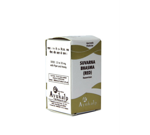 Суварна Бхасма Аюкалп (Suvarna Bhasma (Red) Ayukalp), 100 мг.
