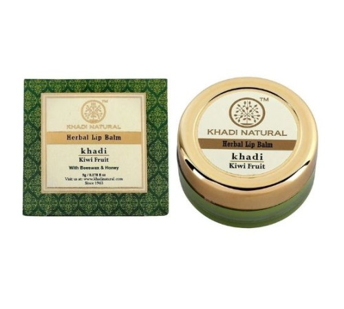 Бальзам для губ «Киви» с пчелиным воском и мёдом Кхади Натурал (Herbal Lip Balm Kiwi Fruit with Beeswax & Honey Khadi Natural), 5 г.