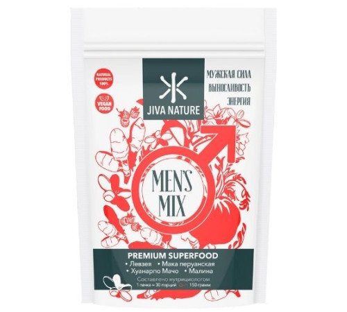 Микс Суперфудов «Мужская сила» Джива Нэйча (Mens Mix Premium Superfood Jiva Nature), 150 г.