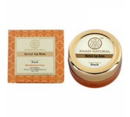 Бальзам для губ «Персик» с пчелиным воском и мёдом Кхади Натурал (Herbal Lip Balm Peach with Beeswax & Honey Khadi Natural), 5 г.