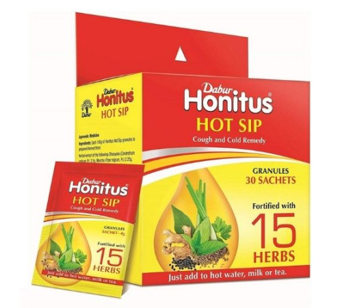 Порошок от кашля и простуды Хонитус Дабур (Cough and Cold remedy Hot Sip Honitus Dabur), 30 пак. 4 г.