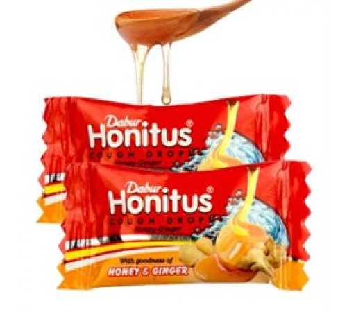 Леденцы от кашля Хонитус Мед и Имбирь Дабур (Cough Drop Honitus Honey & Ginger Dabur), 10 шт.