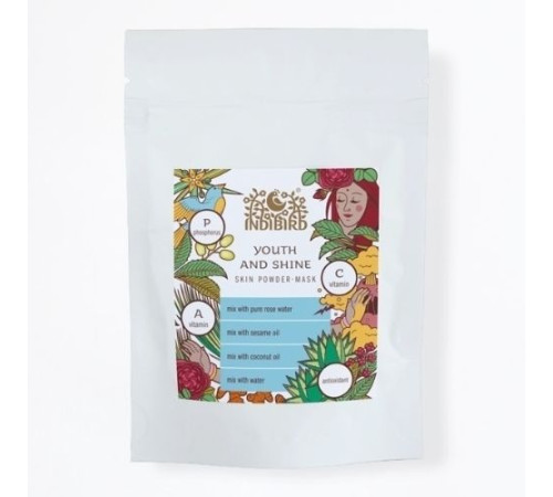 Травяная маска для лица «Молодость и Сияние» Индиберд (Youth and Shine Herbal Face Pack Indibird), 40 г.