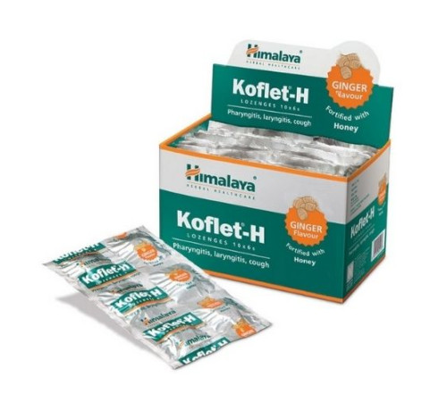 Леденцы от кашля и боли в горле с имбирём Кофлет Хималая (Koflet-H Ginger Himalaya), 6 таб.