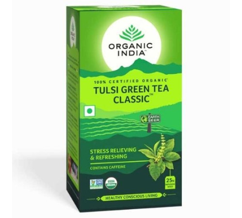 Чай Тулси Зелёный Классический Органик Индия (Tulsi green tea classic Organic India), 25 пак.