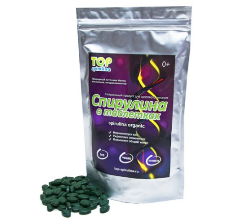 Спирулина органическая в таблетках (Organic Spirulina), 250 г.