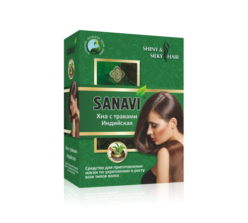 Натуральная индийская хна с травами Санави (Sanavi), 100 г.
