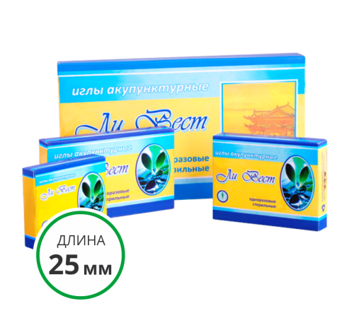 Иглы одноразовые акупунктурные, 100 шт. (диаметр 0,3 мм, длина 25 мм)