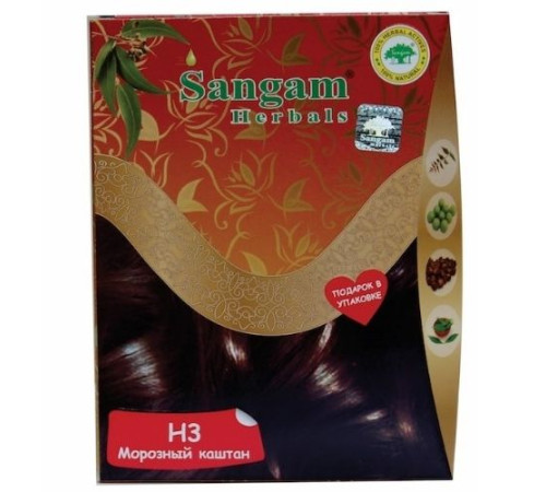 Краска на основе хны Морозный каштан Сангам Хербалс (Sangam Herbals), 60 г.