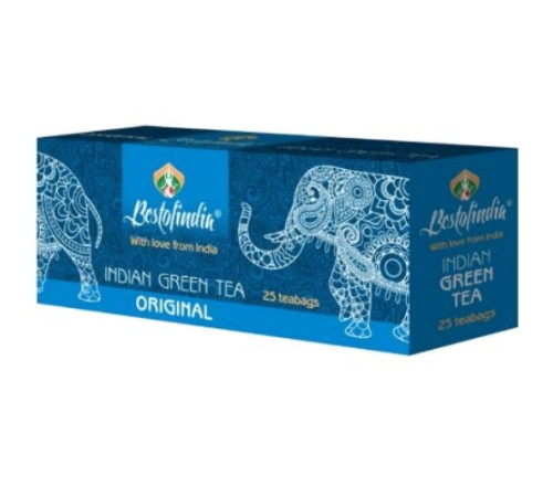 Чай зеленый индийский пакетированный Оригинальный Бестофиндия (Original Indian Green Tea Bestofindia), 25х2 г.