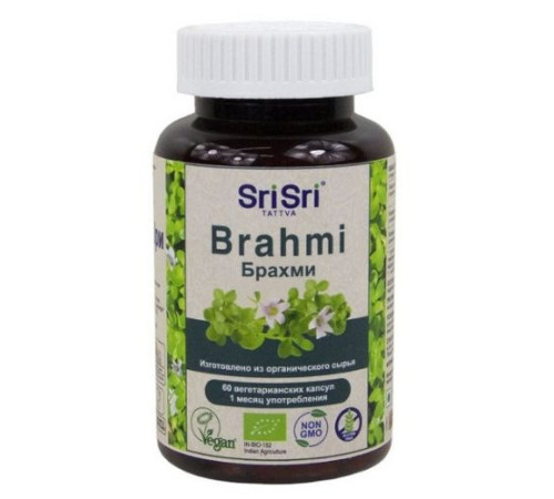 Брахми Шри Шри Таттва (Brahmi Capsules Sri Sri Tattva), 60 вегетарианских капсул по 300 мг.