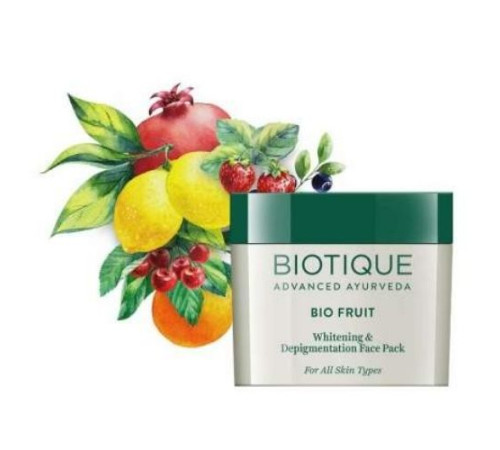 Маска для отбеливания и депигментации кожи лица с фруктами Биотик (Bio Fruit Whitening, Depigmentation & Tan Removal Face Pack Biotique), 75 г.