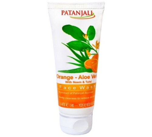 Средство для умывания Апельсин-Алоэ с Нимом и Тулси Патанджали (Face wash Orange Aloevera with Neem & Tulsi Patanjali), 60 г.
