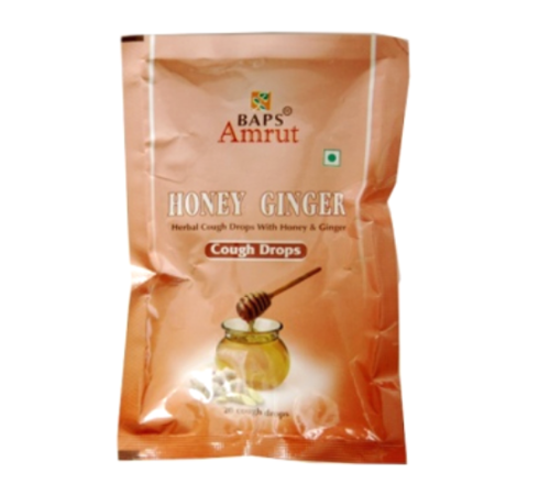 Леденцы от кашля Мед и Имбирь Бапс Амрут (Herbal Cough Drops Honey & Ginger with Honey & Ginger Baps Amrut), 20 шт.